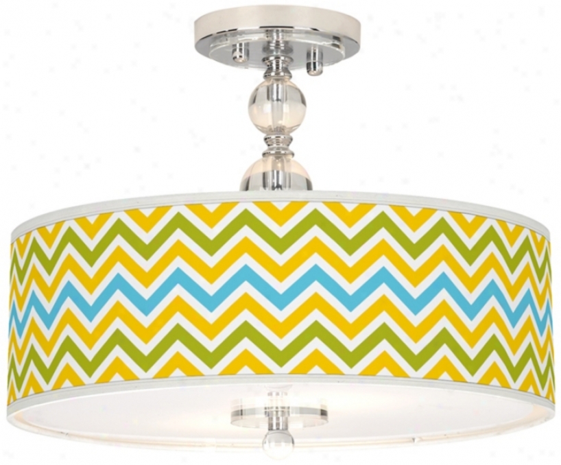 Citrus Zig Zag Giclee 16" Spacious Semi-flush Ceiling Light (n7956-w3742)