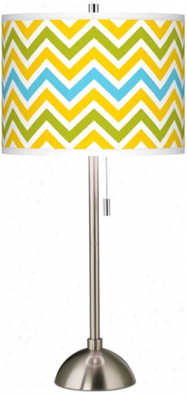 Citrus Zig Zag Giclee Brushed Steel Table Lamp (60757-w3511)