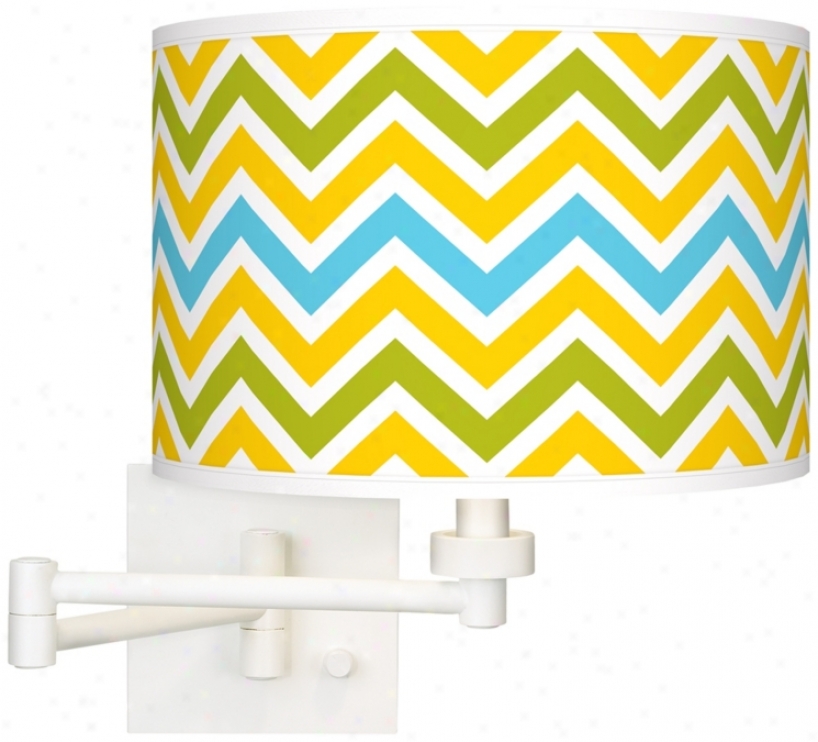 Citrus Zig Zag Giclee Whire Swing Arm Wall Light (h6558-w3462)