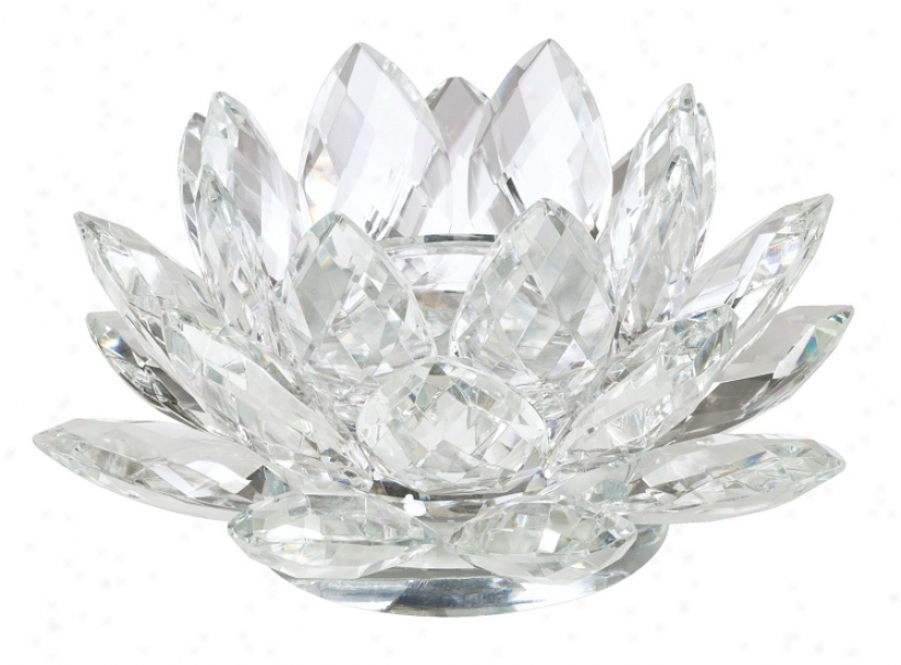 Clear Crystal Lotus Candle Holder (21711)