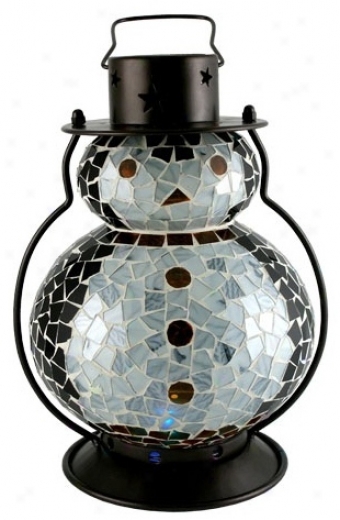 Color Changing Mosaic 11" High Led Penguin Holiday Lantern (y1683)