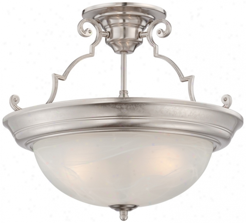 Conroy White Marble 16" Wide Brushed Steel Ceiling Light (w4431)