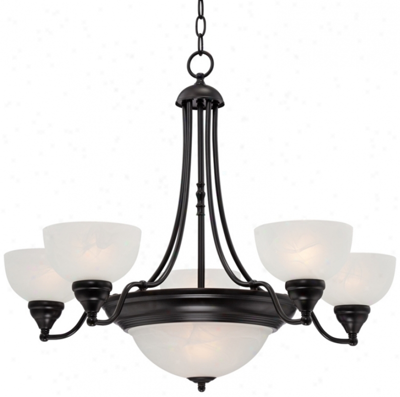 Conroy White Marble 28" Wide 7-light Bronze Chandelier (w4518)