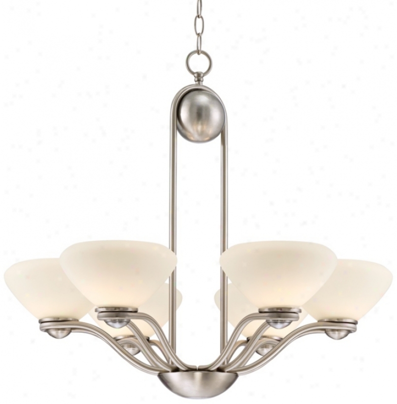 Contemporary Curves 29" Wide Nickel And Glass Chandelier (v8315)