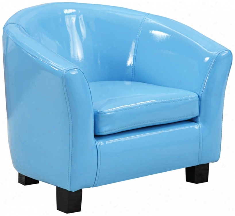 Contemporary Semi-gloss Faux Leather Blue Kids Chair (x8671)