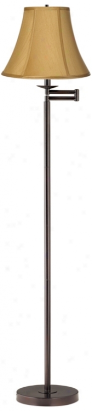 Coppe5y Gold Brown Swing Arm Floor Lamp (41523-r6027)