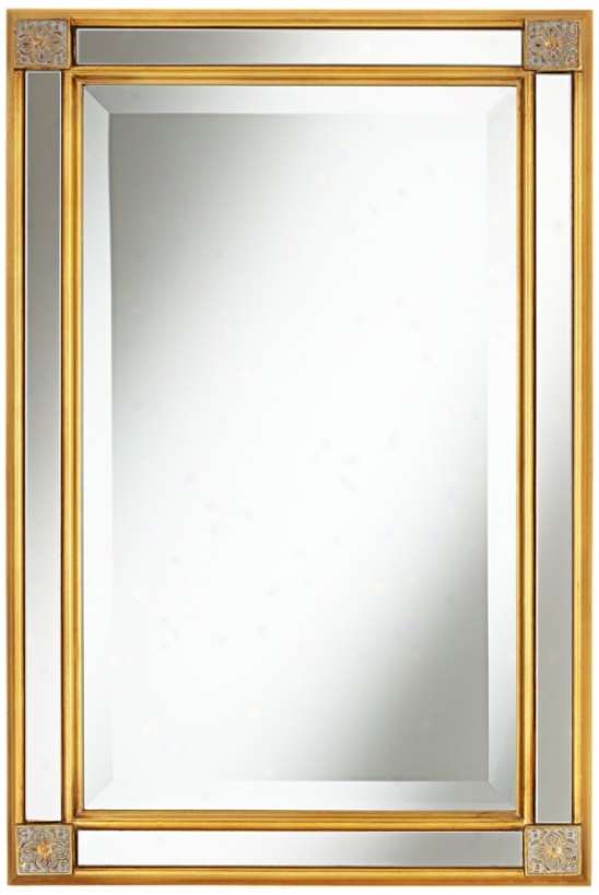 Corner Medallion 30&qu0t; High Gold Wall Mirror (w4285)