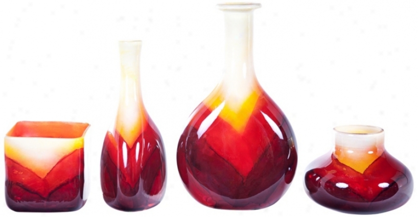 Corozon Four Piece Art Glass Decor Set (w7408)