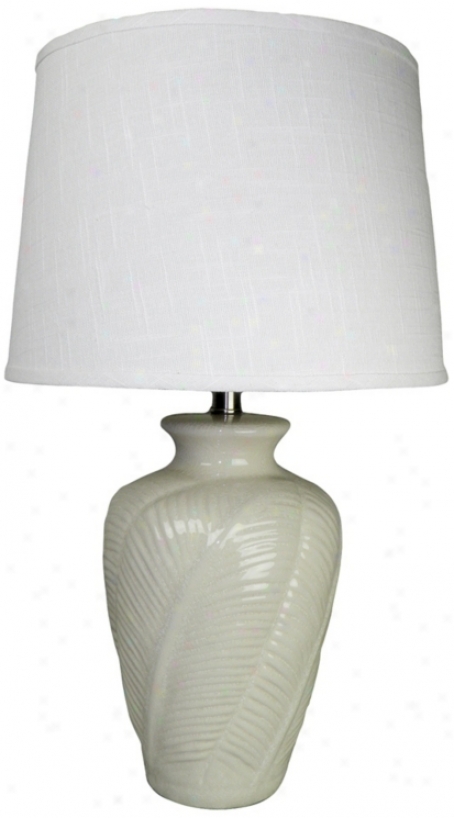 Crackled Leaf Off-white Ceramic Table Lamp (w5213)