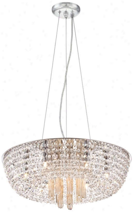 Creel 20 1/4" Wdie Chrome And Crystal Pendant Candle (w6920)