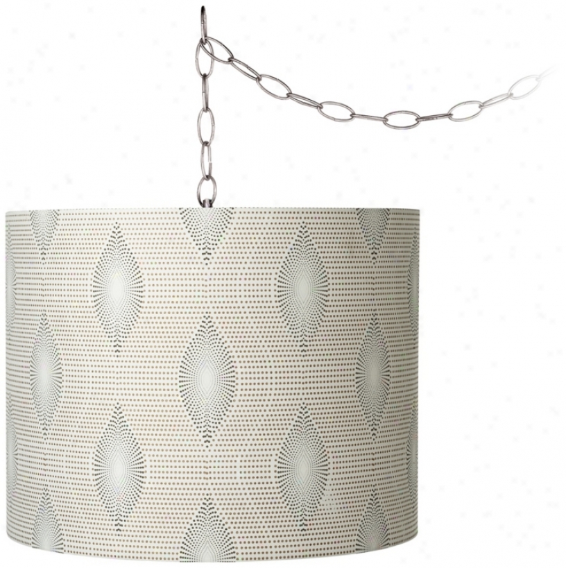 Creme Dot Leaf 14" Wide Brushed Steel Swag Chandelier (w2813-u0962)