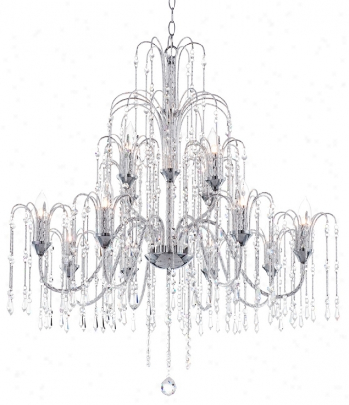 Crystal Rain Collection 33" Spacious Large Crystal Chandelier (r4677)