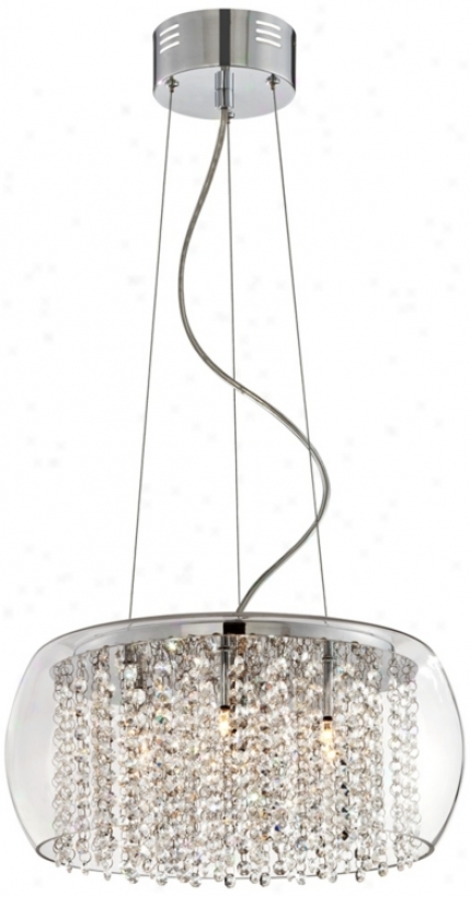 Crystal Rainfall Glass Drum 16" Wide Chandelier (u0694)