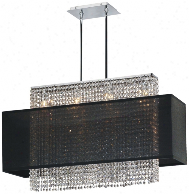 Crystal Strands 33"; Wide Large Black Chandelier Pendant (u5119)