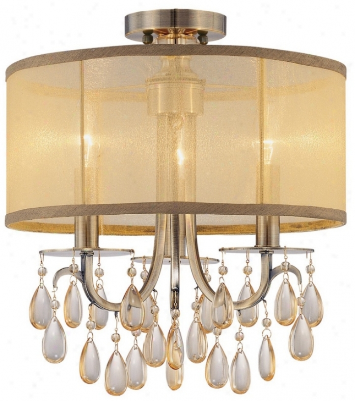 Crystorama Hampton Collection Brass 14" Wide Ceiling Light (m2603)