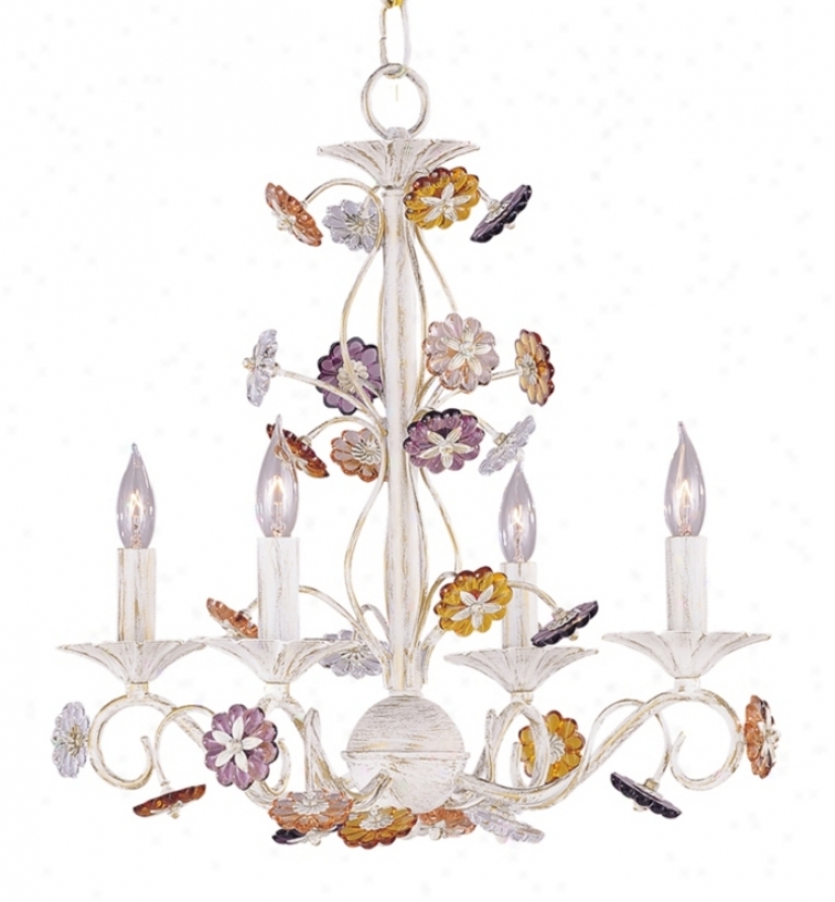 Crystorama Multi-color Rosettes Antique White Chandeliier (23331)