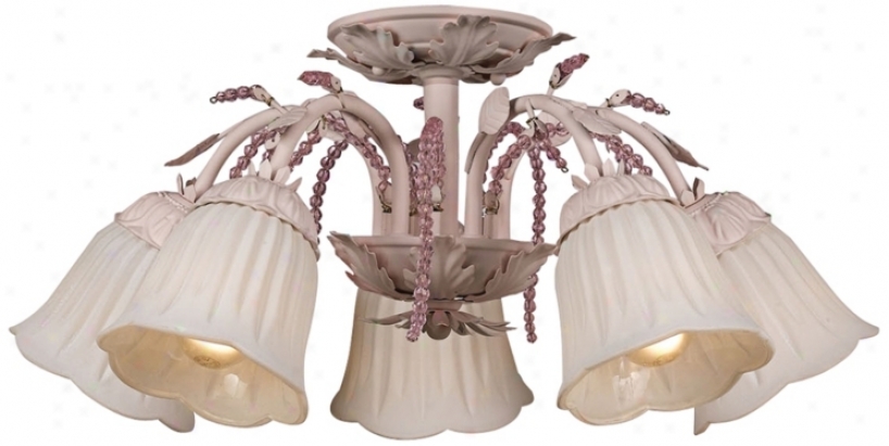 Crystorama Flowery Blush 22" Remote Semiflush Ceiling Light (k0595)