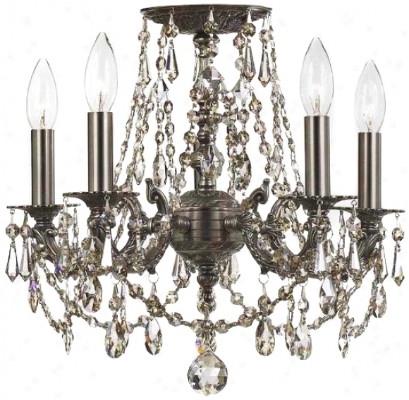 Crystorama Regis Crystal Adn Pwwter Ceiling Light (k0609)