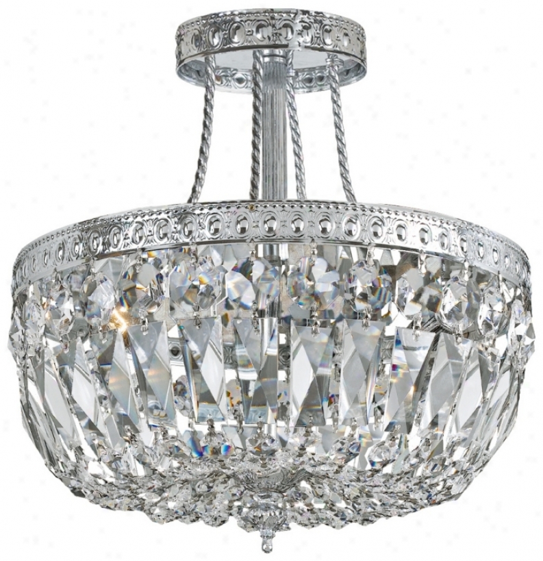 Crystorama Traditional 12" High Chrome Crystal Ceiling Light (v8816)