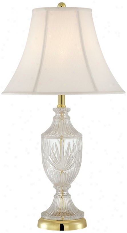 Cut Glass Urn With Brass Accents Table Lamp (t4688)