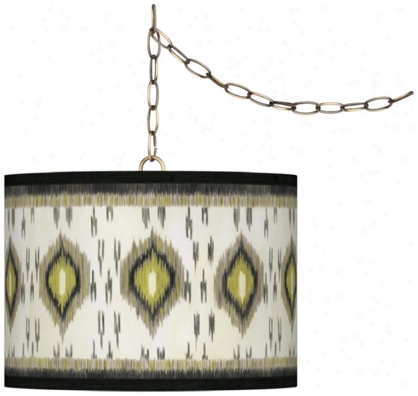 Desert Ikat Giclee Glow 13 1/2" Brass Swag Pendant (w7782-y6135)