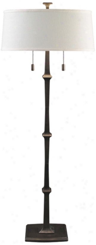 Deville Old Iron With Oval Cream Shade Floor Lamp (v0495)