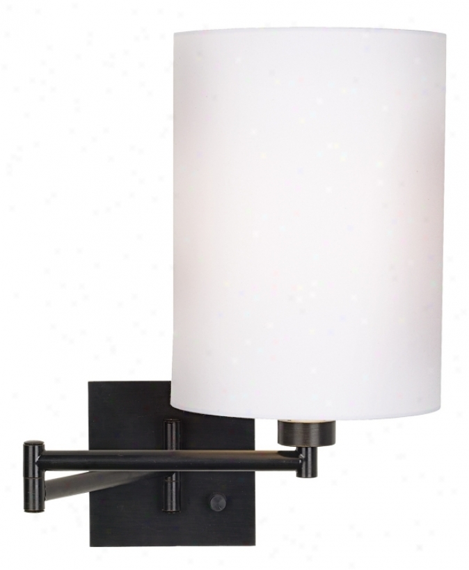 Dimmable White Drum Shade Esoresso Bronze Swing Arm Wall Lamp (79412-00107)