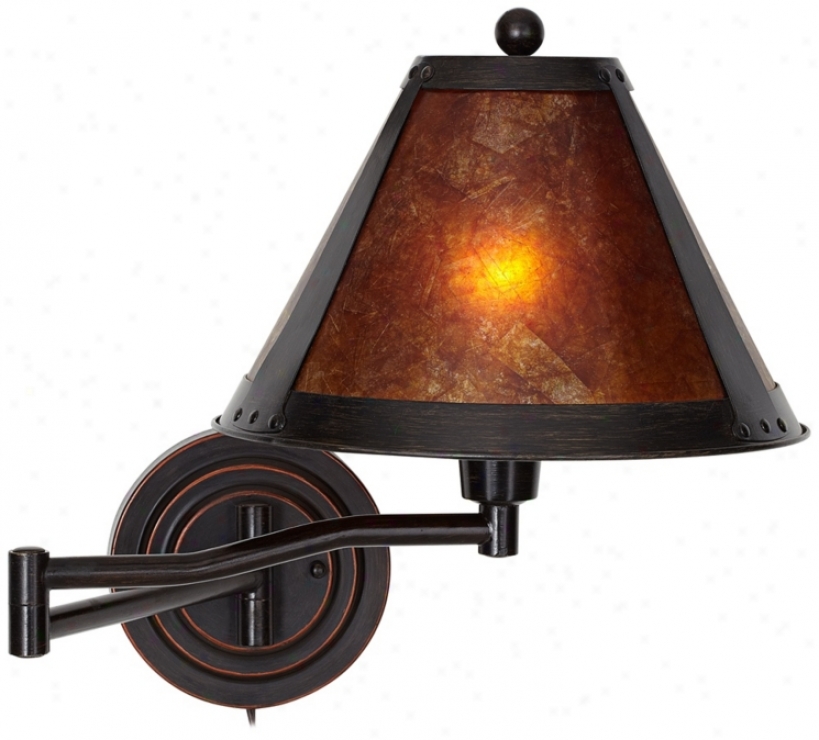 Distressed Bronze Mica Shade Swing Arm Wall Lamp (u2871)