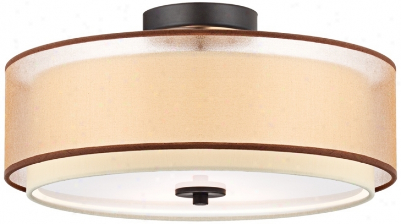 Double Drum 16" Wide Bronze Organza Ceiling Light (x4274)