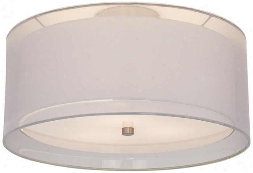 Double Drum 18" Wide White Ceiling Light (p0197)