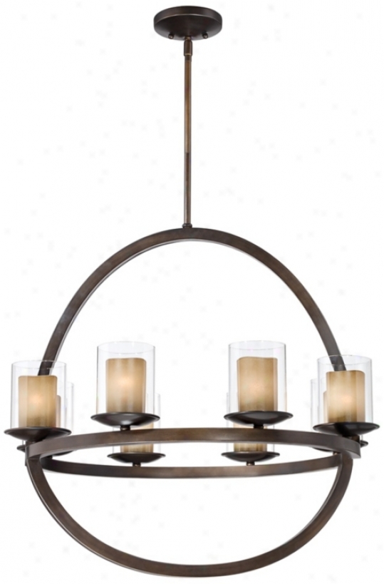 Double Glass 31 1/2" Wide Oil-rubbed Bronze Chandelier (w2768)