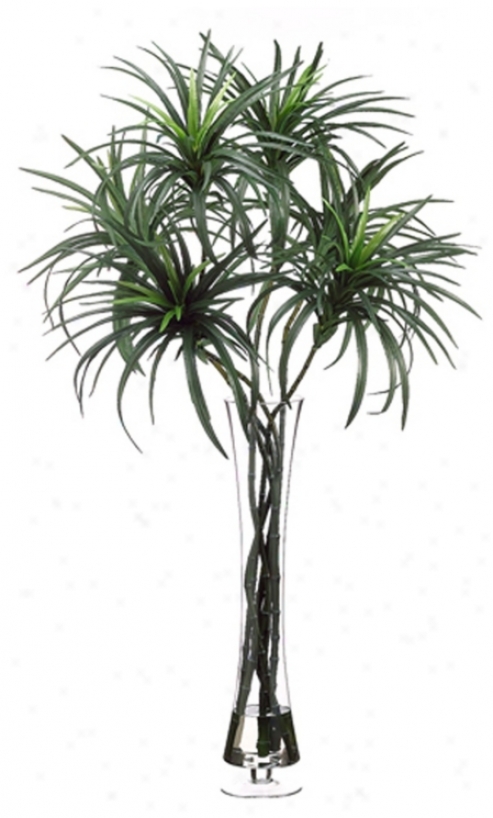 Dracaena Plant In Glass Vase Faux Plants (n6666)