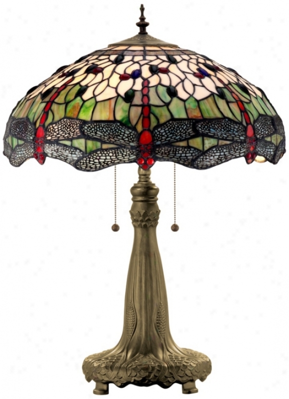 Dragpnfly Tiffany Art Glass Table Lamp (r3598)