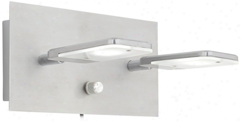 Dual Head Brushed Steel Plug-in Led Wall Light (v9507)