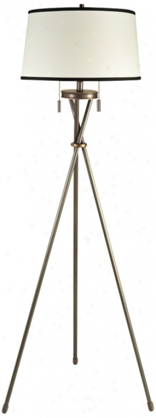 Eastman Mission Bronze With Cream Shade Tripod Floor Lamp (u9386)