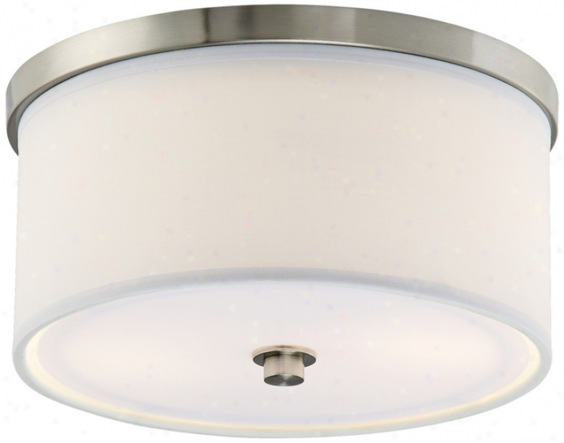 Energy Efficient White Fabric 10 1/4" Wide Ceiling Light (01421)