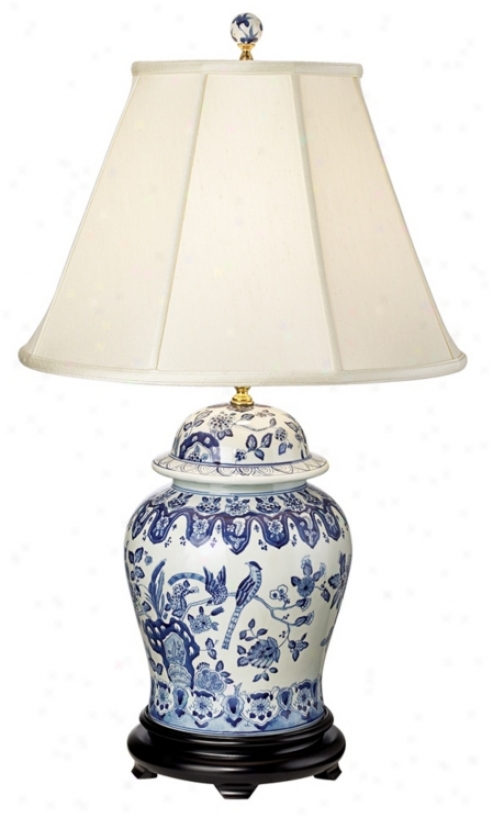 English Floral Hand-painted Porcelain Ginger Jar Table Lamp (k3344)