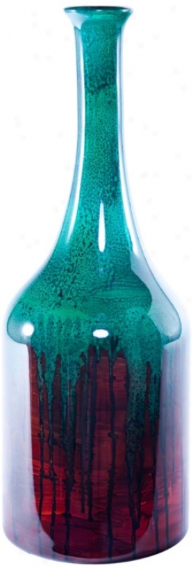 Envy Green And Red Decorative Glass Bottle (v2752)