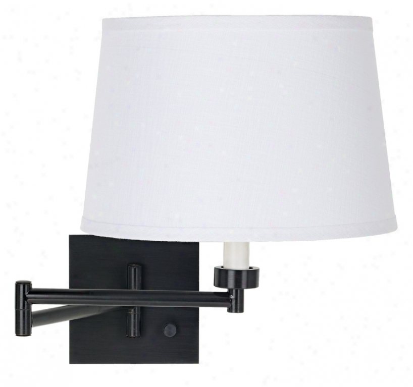 Espresso Broze With White Linen Shade Swing Arm Wall Lamp (79412-k4850)