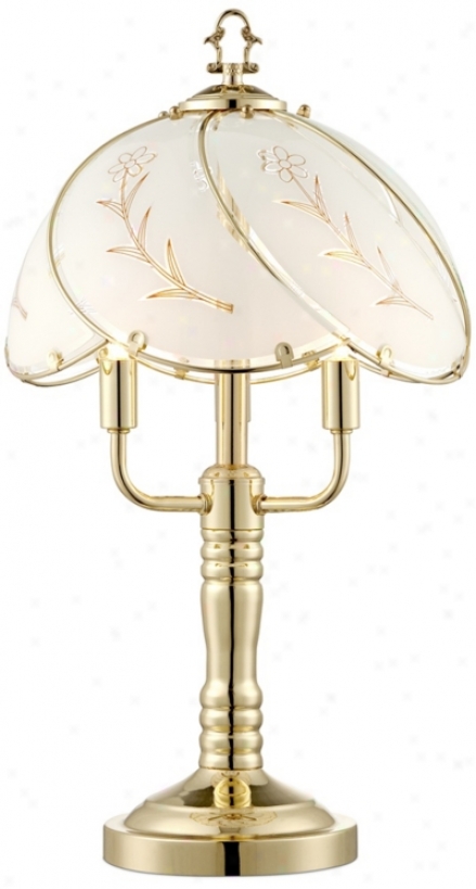 Etched Flower Petal Shade 19.5" H 3-light Touch Table Lamp (v3800)