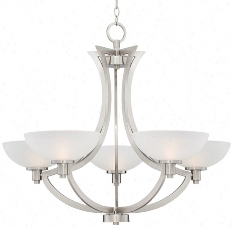 Etched Glass 34" Wide 5-light Chandelier (v6223)