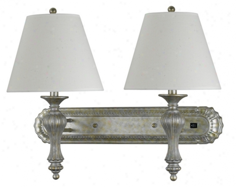 Fairfield Double Antique Silver Gold Wall Lamp (g93394)