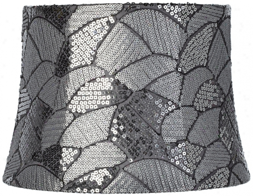 Fan Gray Sequins Drum Shade 10x12x8.5 (spider) (x0058)