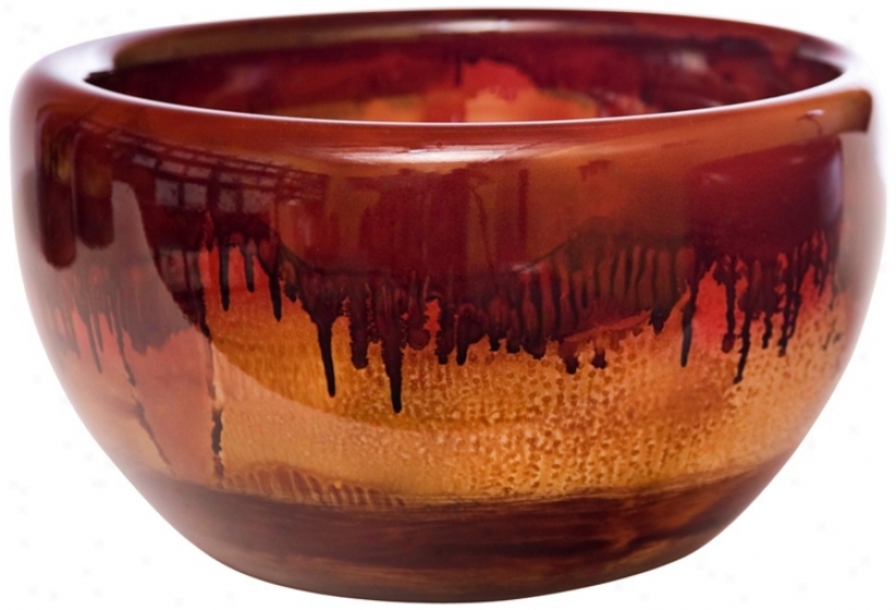 Fiery Blaze Large Recycled Glass Bowl (w6878)