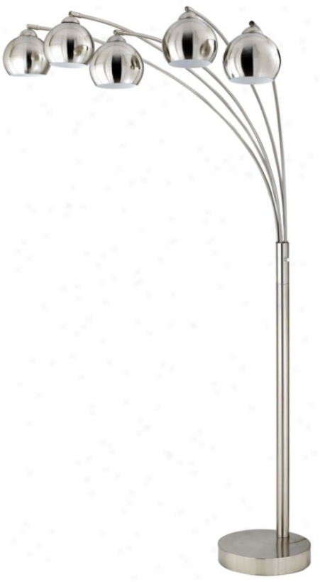 Five Light Arc Brushed Steel Floor Lamp (k1101)