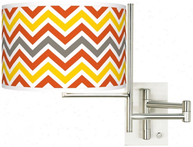 Flame Zig Zag Brushed Steel Plug-in Swing Arm Wall Lamp (k1148-w3469)