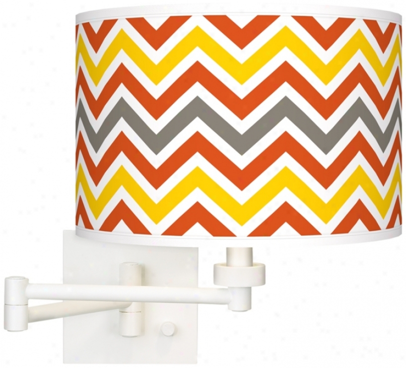 Flame Zig Zag  Giclee White Swing Arm Wall Light (h6558-w3499)