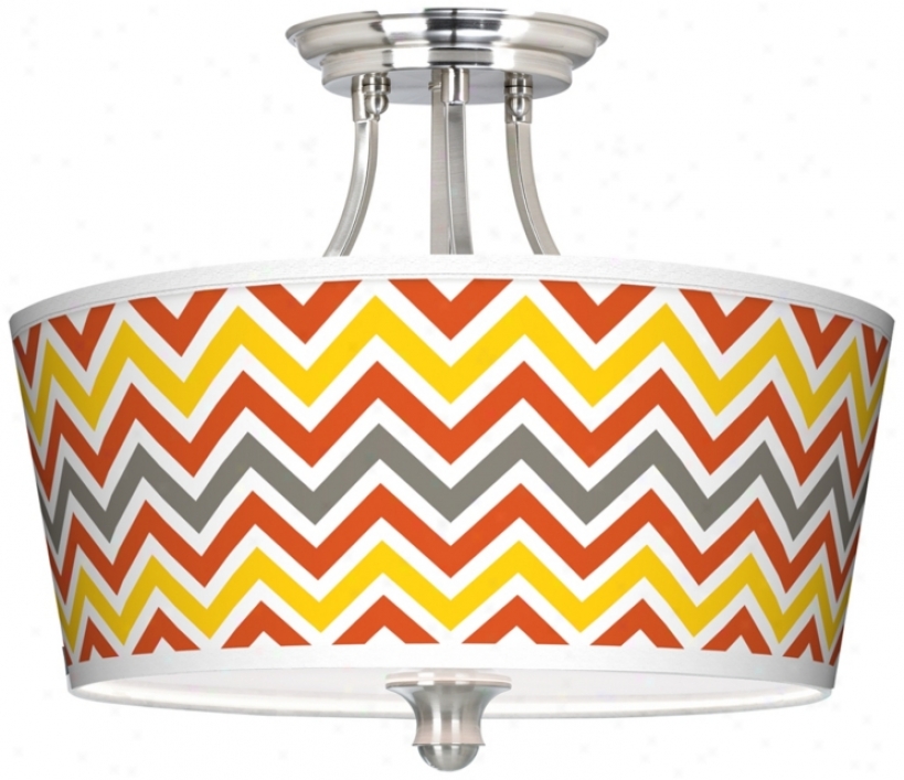 Flame Zig Zag Tapered Drum Giclee Ceiling Light (m1074-w3736)