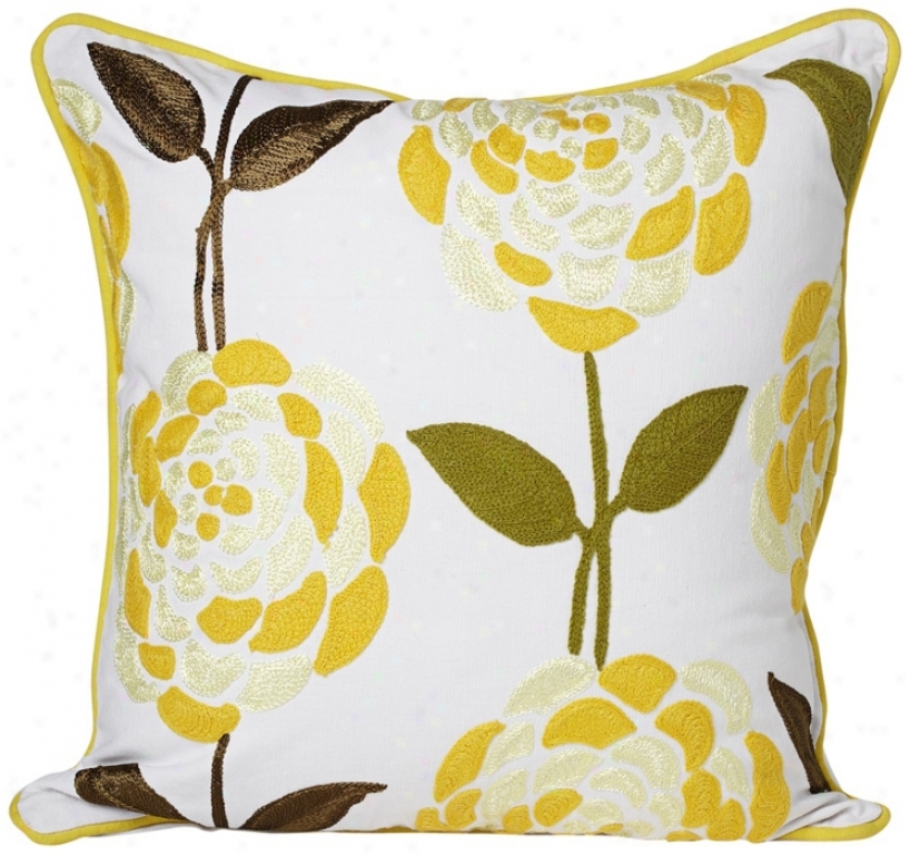 Fleur 18" Square Floral Print Decorative Throw Pillow (v4848)