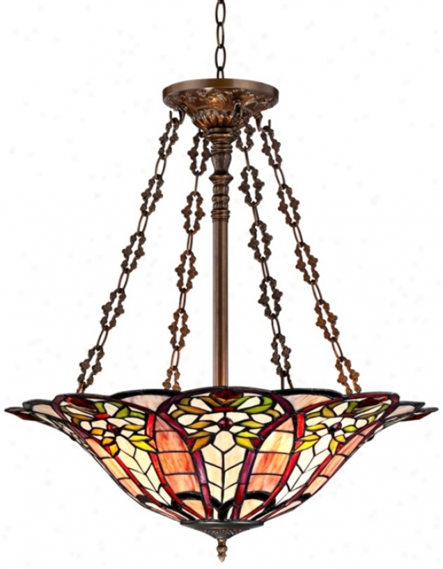 Floral Art Glass 24 1/2" Wide Tiffany Style Pendant Light (w3310)